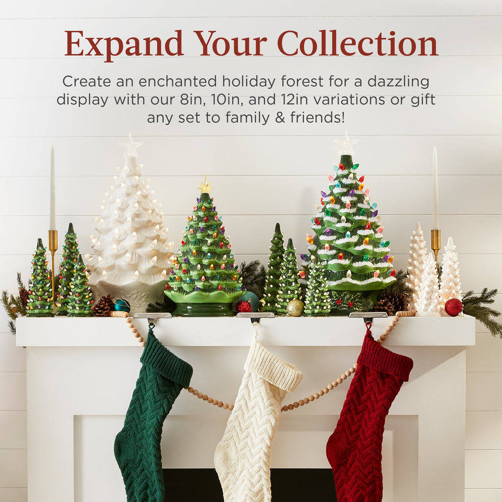 Set of 3 XL Pre-Lit Ceramic Tabletop Christmas Trees
