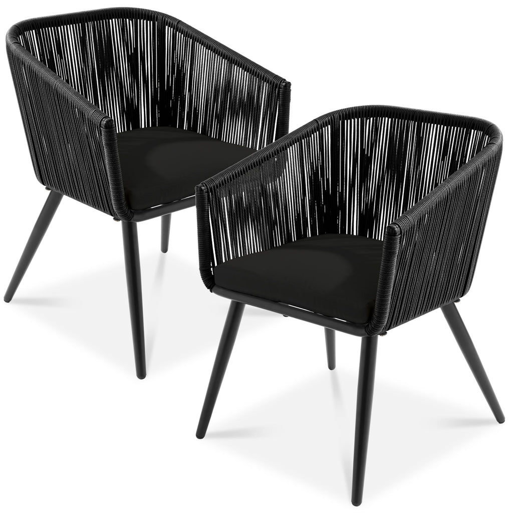 Set of 2 Outdoor Woven Wicker Patio Dining Chairs 250lb Capacity