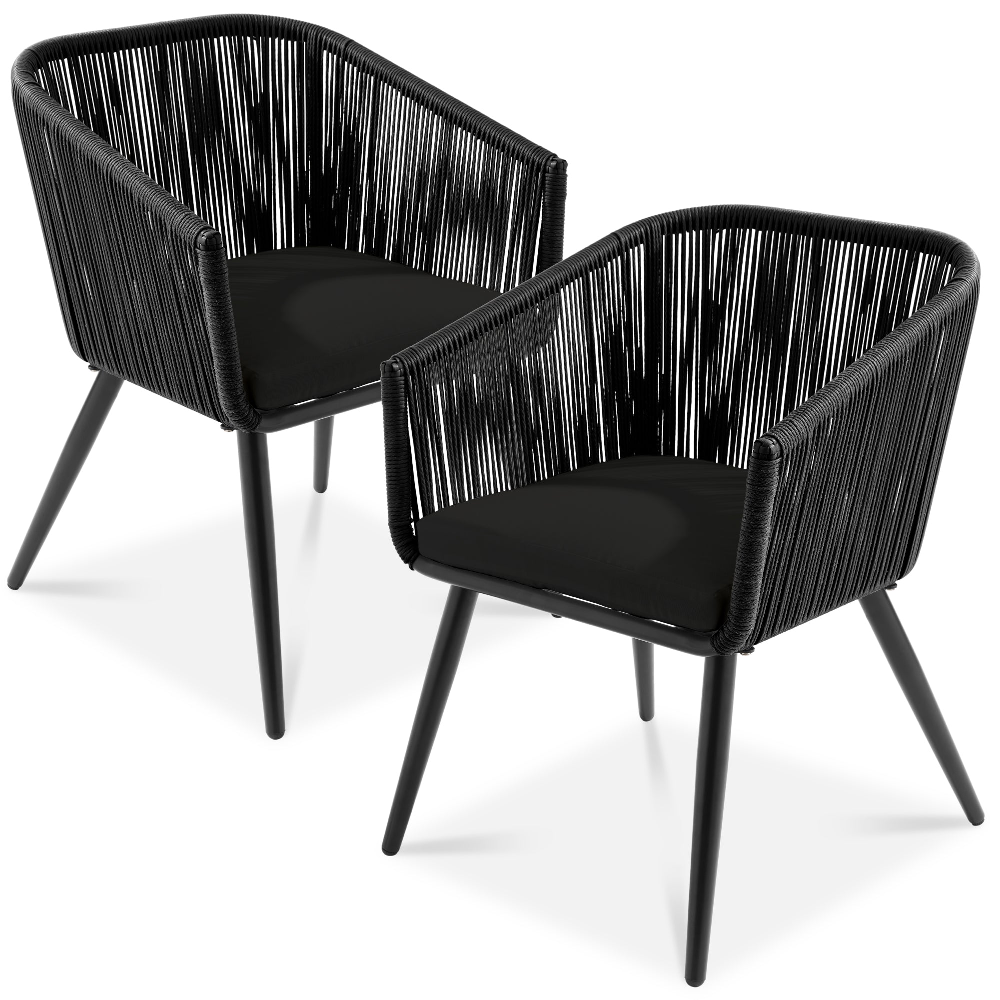 Set of 2 Outdoor Woven Wicker Patio Dining Chairs 250lb Capacity