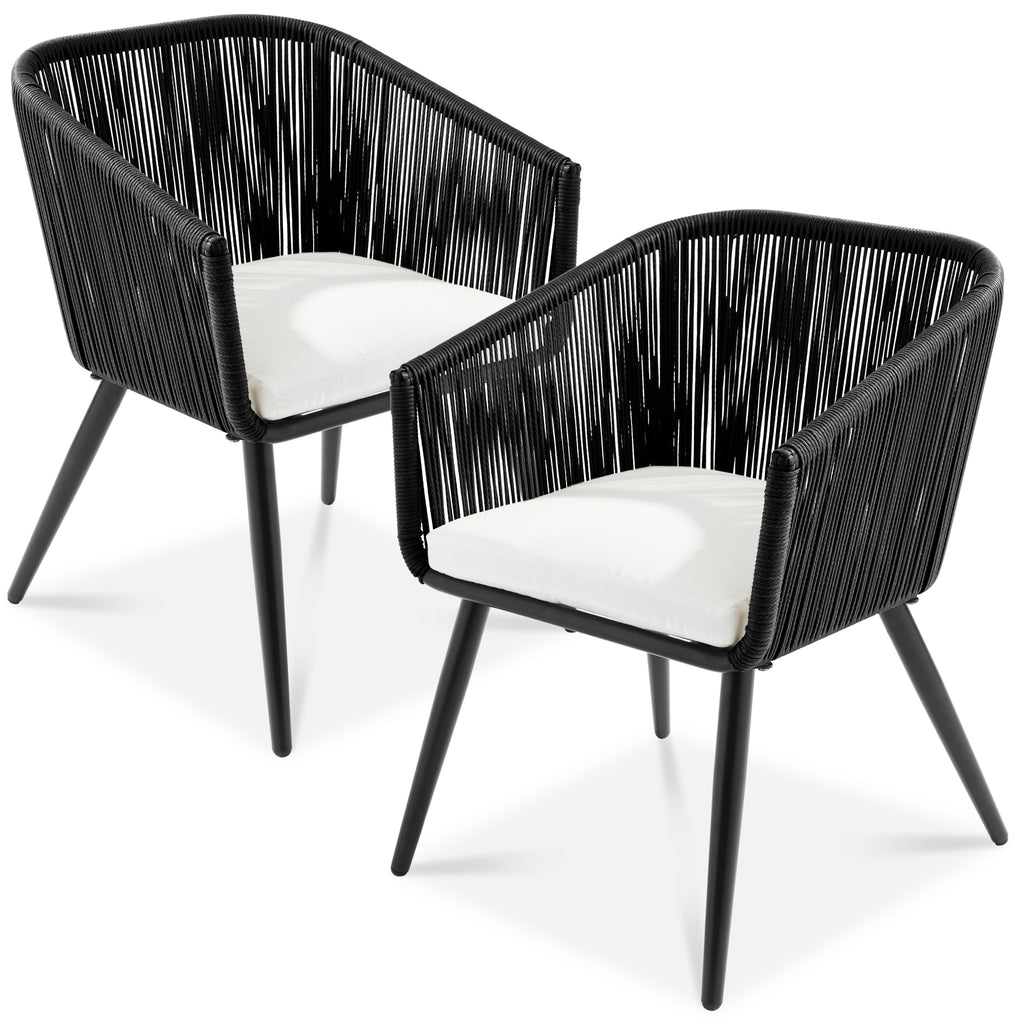Set of 2 Outdoor Woven Wicker Patio Dining Chairs 250lb Capacity