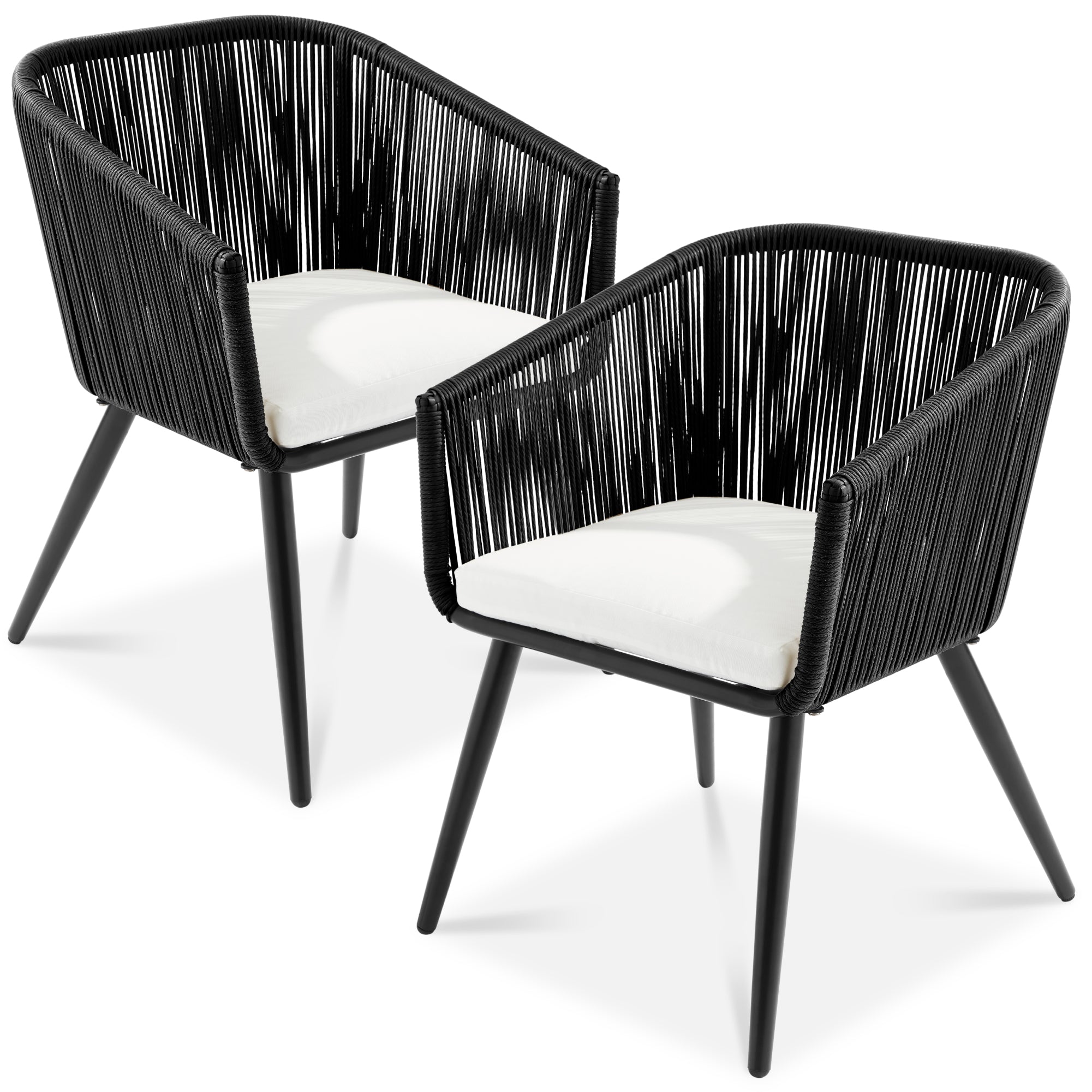 Set of 2 Outdoor Woven Wicker Patio Dining Chairs 250lb Capacity