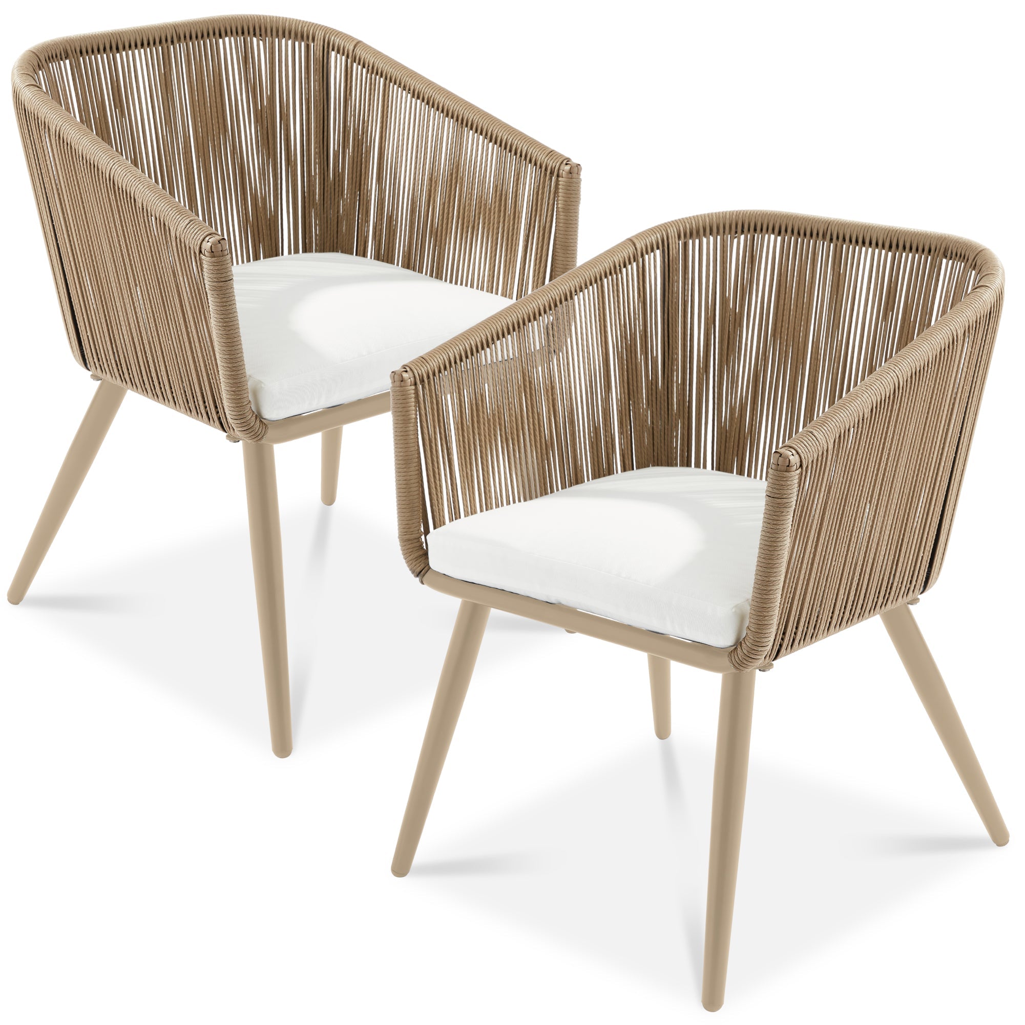 Set of 2 Outdoor Woven Wicker Patio Dining Chairs 250lb Capacity