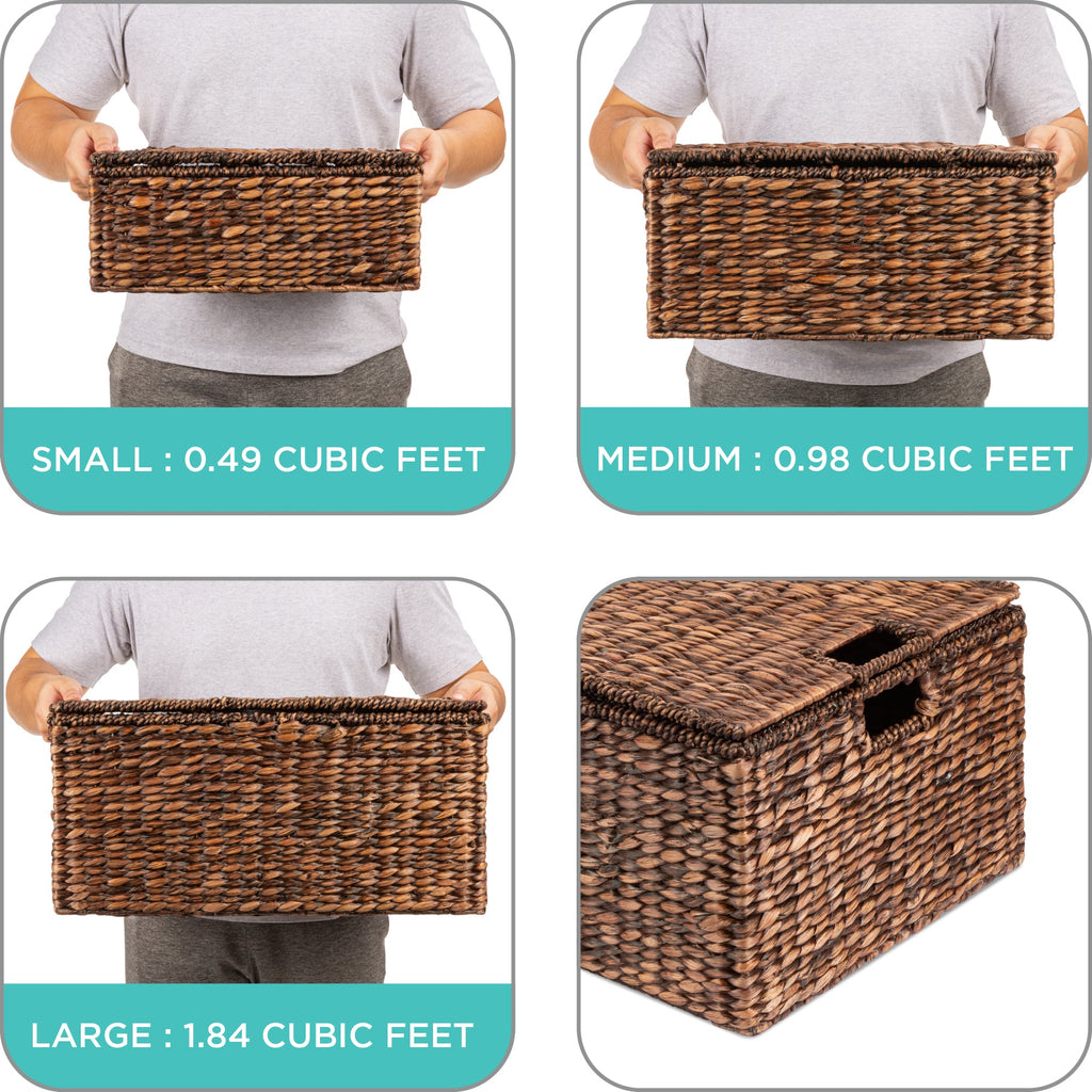 Set Of 3 X-Large Multipurpose Hyacinth Storage Baskets And Organizer Tote