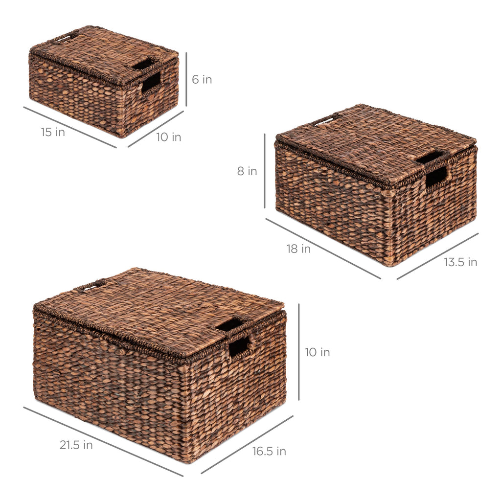 Set Of 3 X-Large Multipurpose Hyacinth Storage Baskets And Organizer Tote