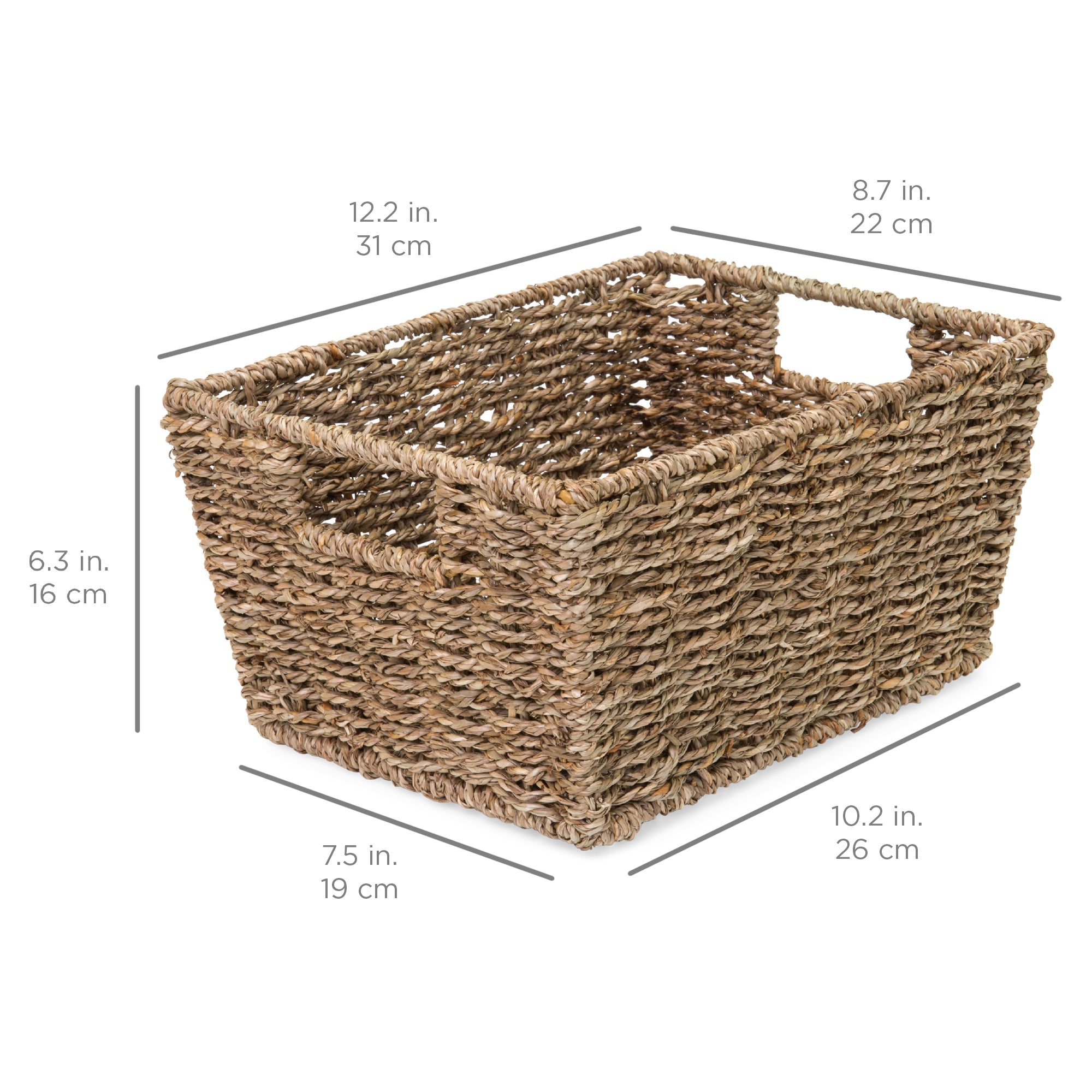 Set of 4 Seagrass Storage Tote Baskets Laundry Organizer w/ Insert Handles