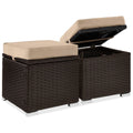 Set of 2 Wicker Ottomans Multipurpose w/ Removable Cushions Steel Frame