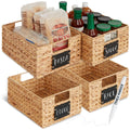 Set of 4 Water Hyacinth Pantry Baskets w/ Chalkboard Marker - 12in