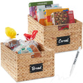 Set of 2 Water Hyacinth Pantry Baskets w/ Chalkboard Marker - 16in