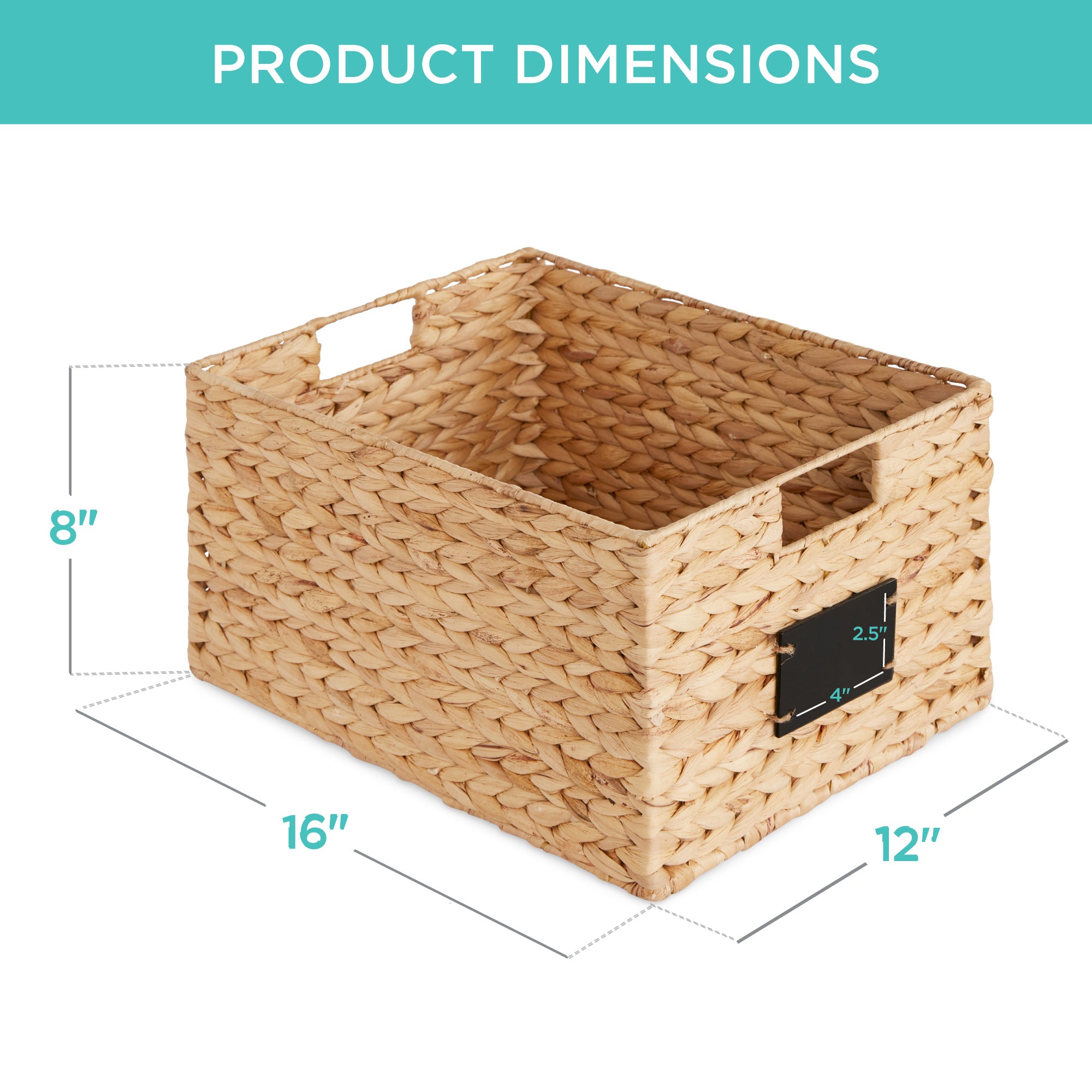 Set of 2 Water Hyacinth Pantry Baskets w/ Chalkboard Marker - 16in