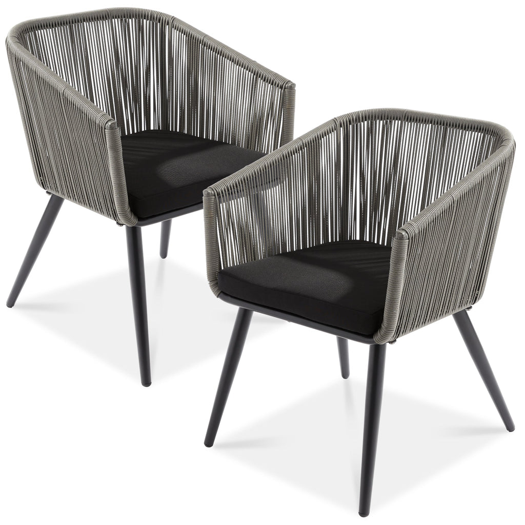 Set of 2 Outdoor Woven Wicker Patio Dining Chairs 250lb Capacity