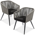 Set of 2 Outdoor Woven Wicker Patio Dining Chairs 250lb Capacity