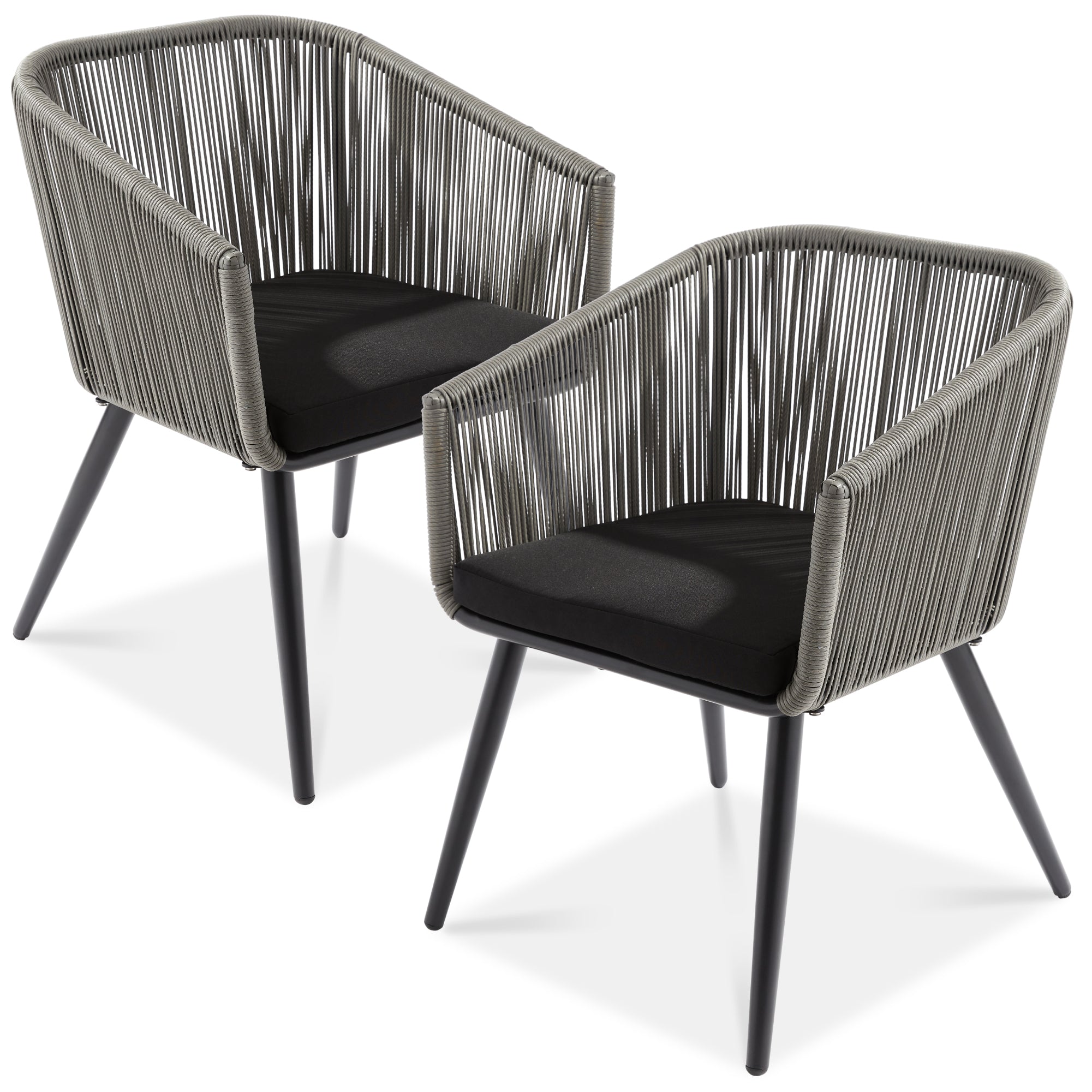 Set of 2 Outdoor Woven Wicker Patio Dining Chairs 250lb Capacity