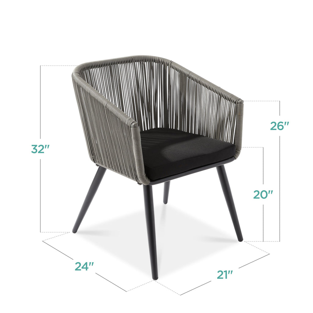 Set of 2 Outdoor Woven Wicker Patio Dining Chairs 250lb Capacity