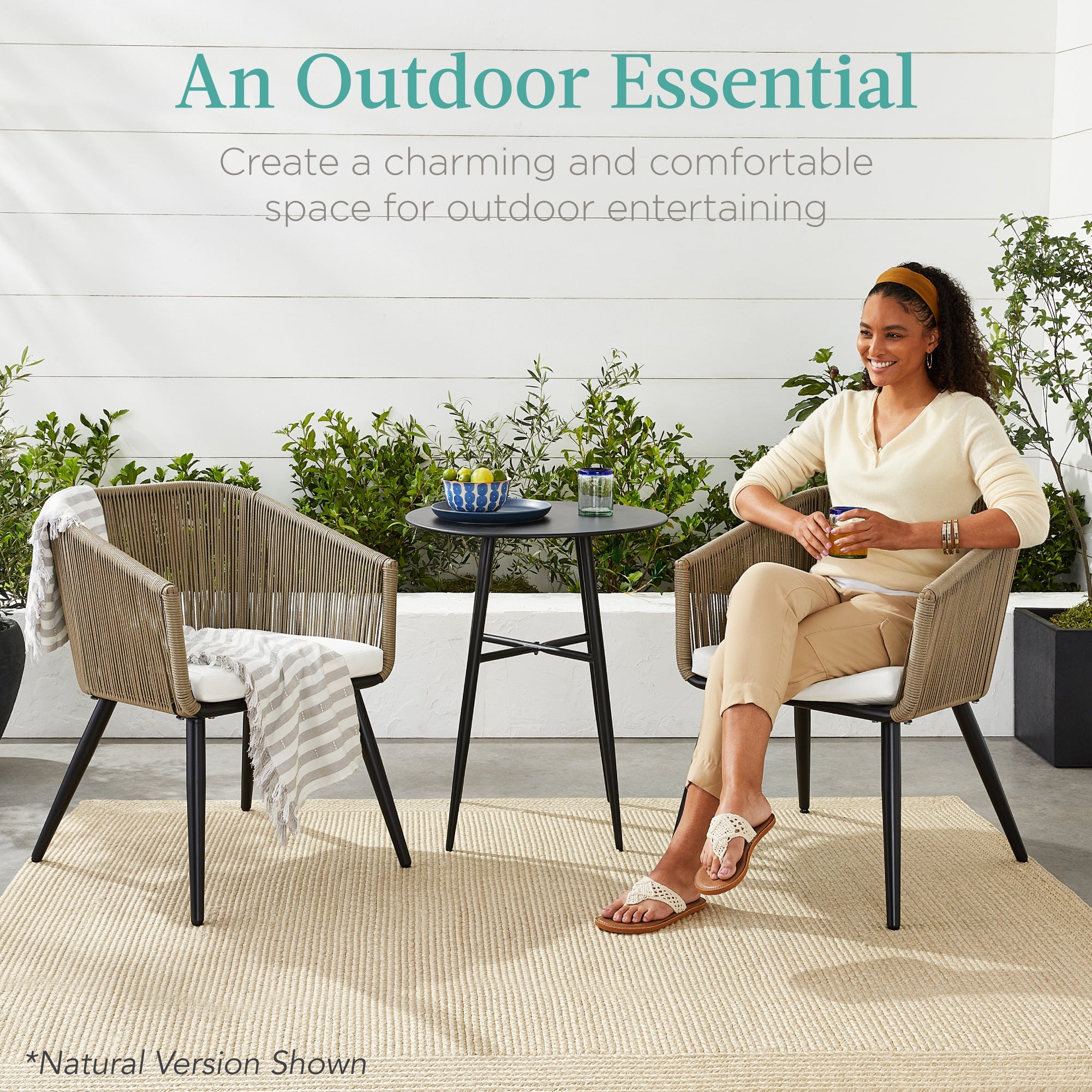 Set of 2 Outdoor Woven Wicker Patio Dining Chairs 250lb Capacity
