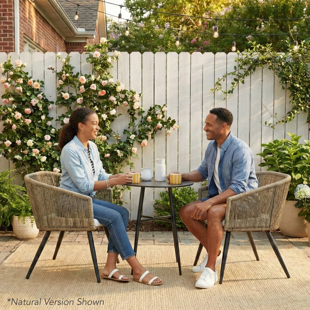 Set of 2 Outdoor Woven Wicker Patio Dining Chairs 250lb Capacity
