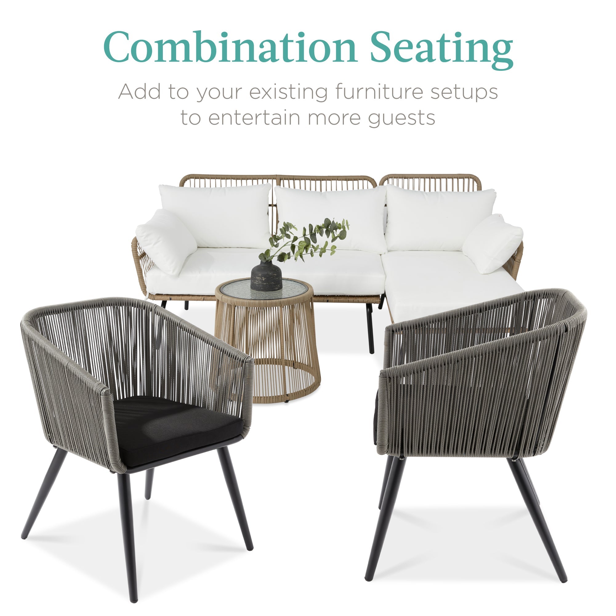 Set of 2 Outdoor Woven Wicker Patio Dining Chairs 250lb Capacity