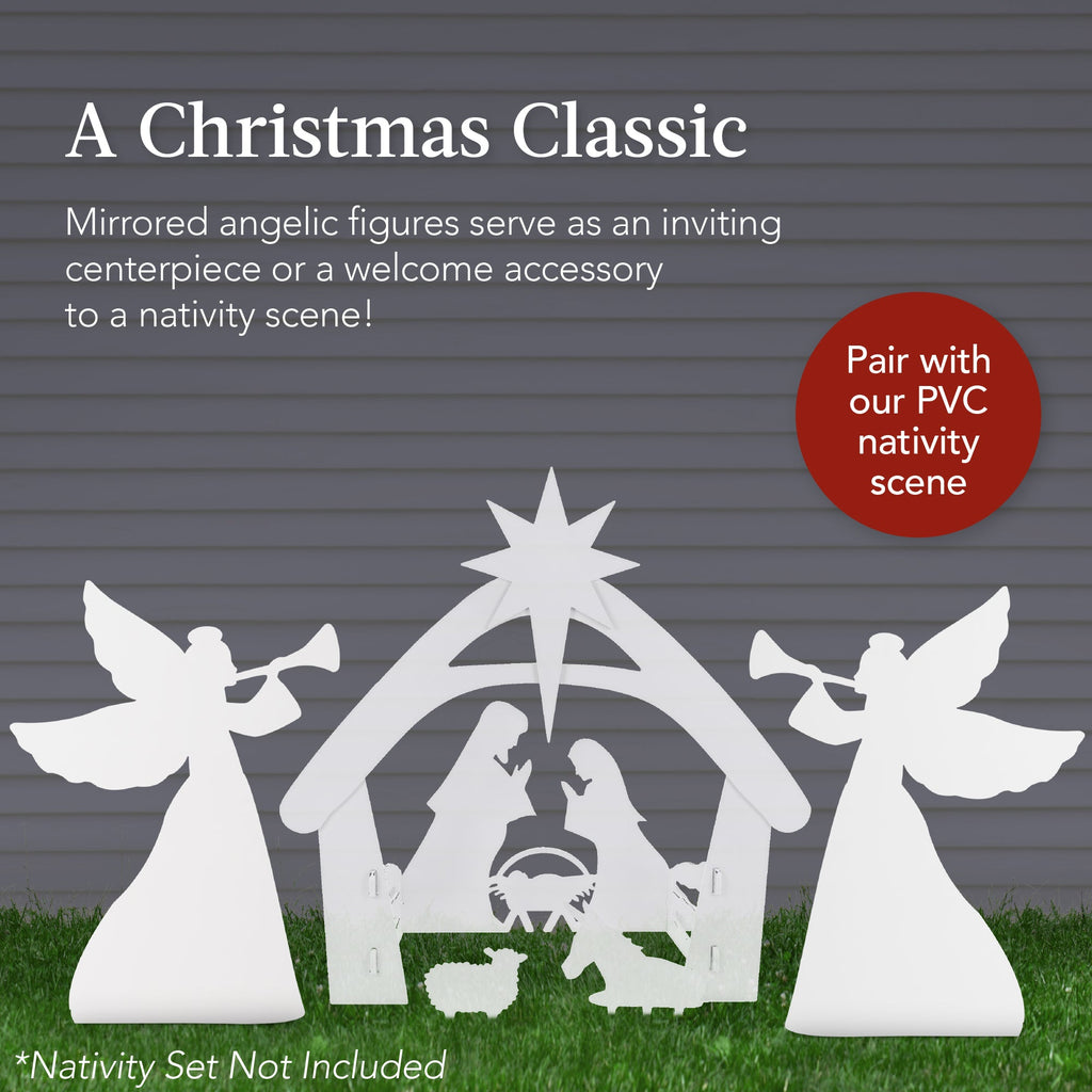 Set of 2 Christmas Angel Yard Decorations w/ Weather-Resistant PVC - 3ft