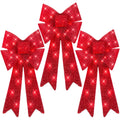 Set of 3 Pre-Lit Christmas Bow Decoration LED Holiday Decor w/ 8 Functions