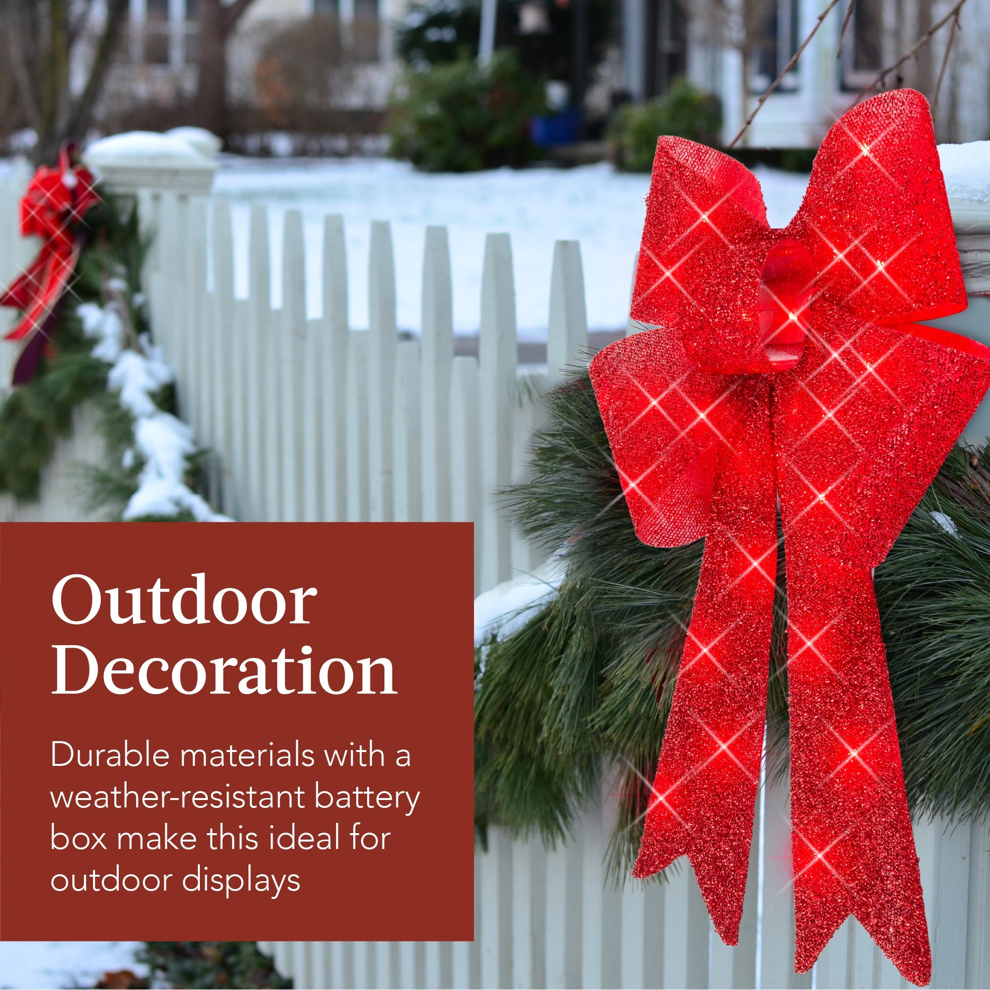 Set of 3 Pre-Lit Christmas Bow Decoration LED Holiday Decor w/ 8 Functions