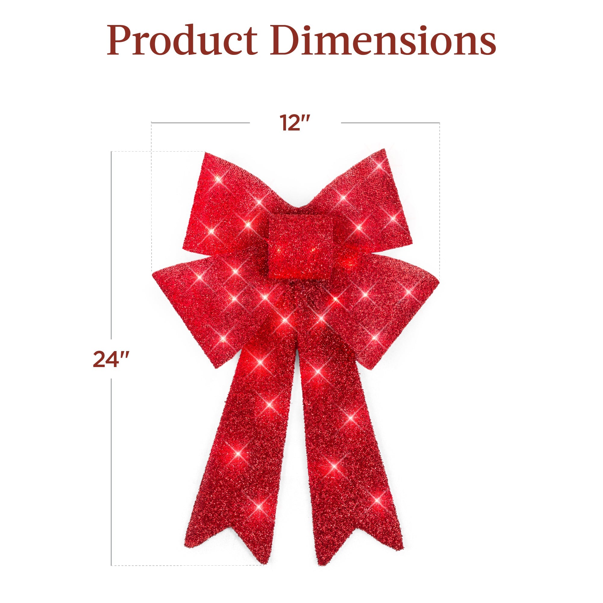 Set of 3 Pre-Lit Christmas Bow Decoration LED Holiday Decor w/ 8 Functions