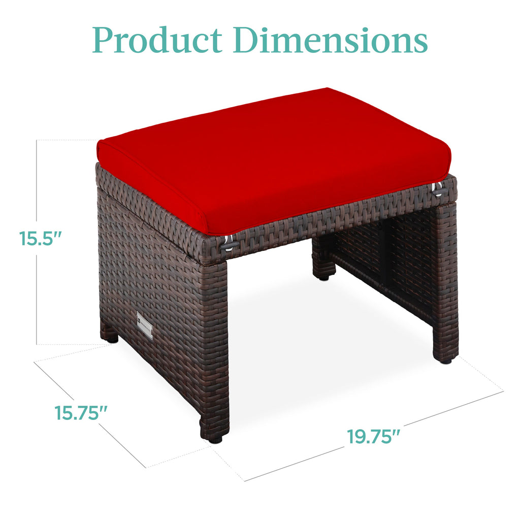 Set of 2 Multipurpose Wicker Ottomans w/ Removable Cushions Steel Frame
