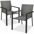 Set of 2 Stackable Wicker Chairs w/ Armrests Steel Accent Furniture