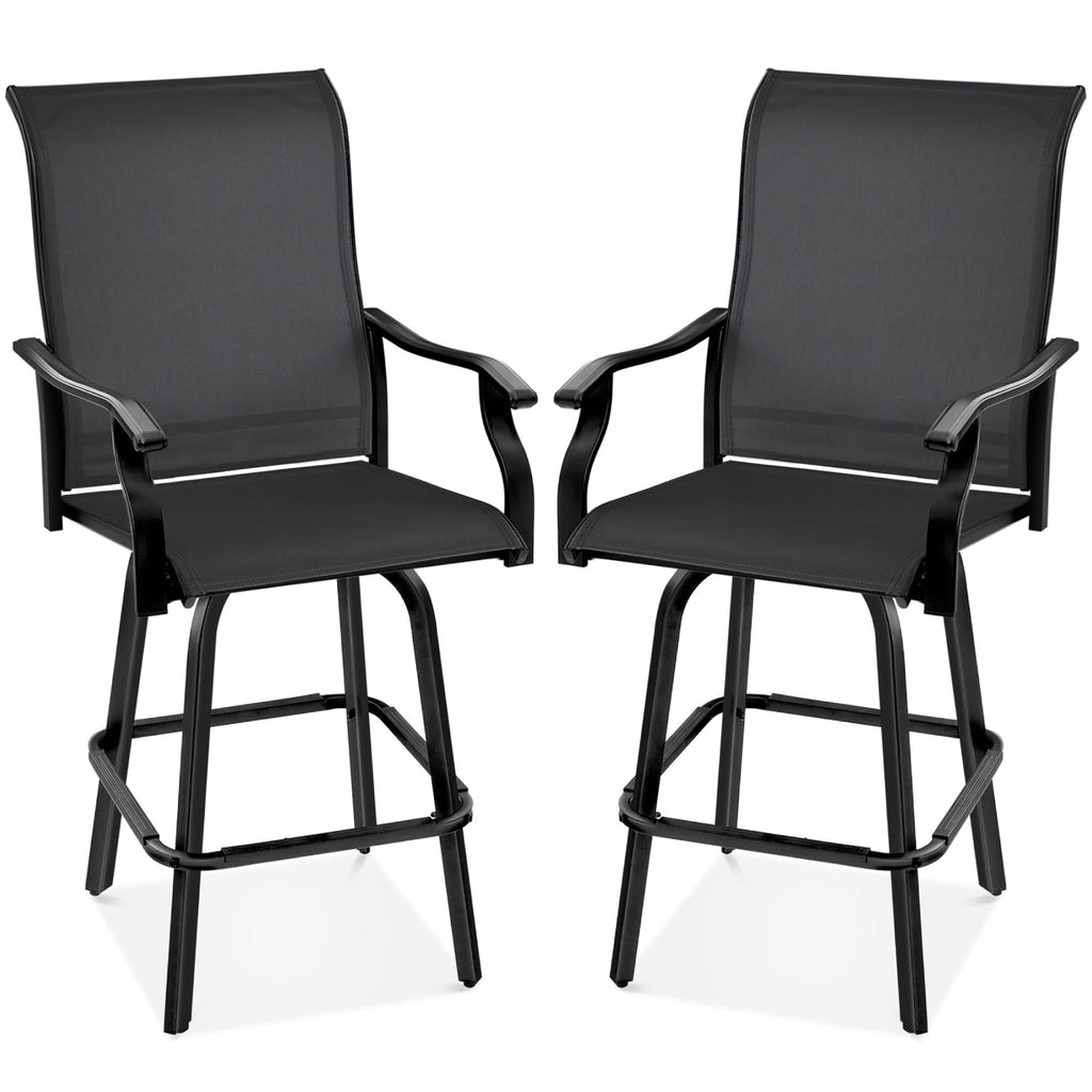 Set of 2 Swivel Barstools w/ 360 Rotation All-Weather Mesh