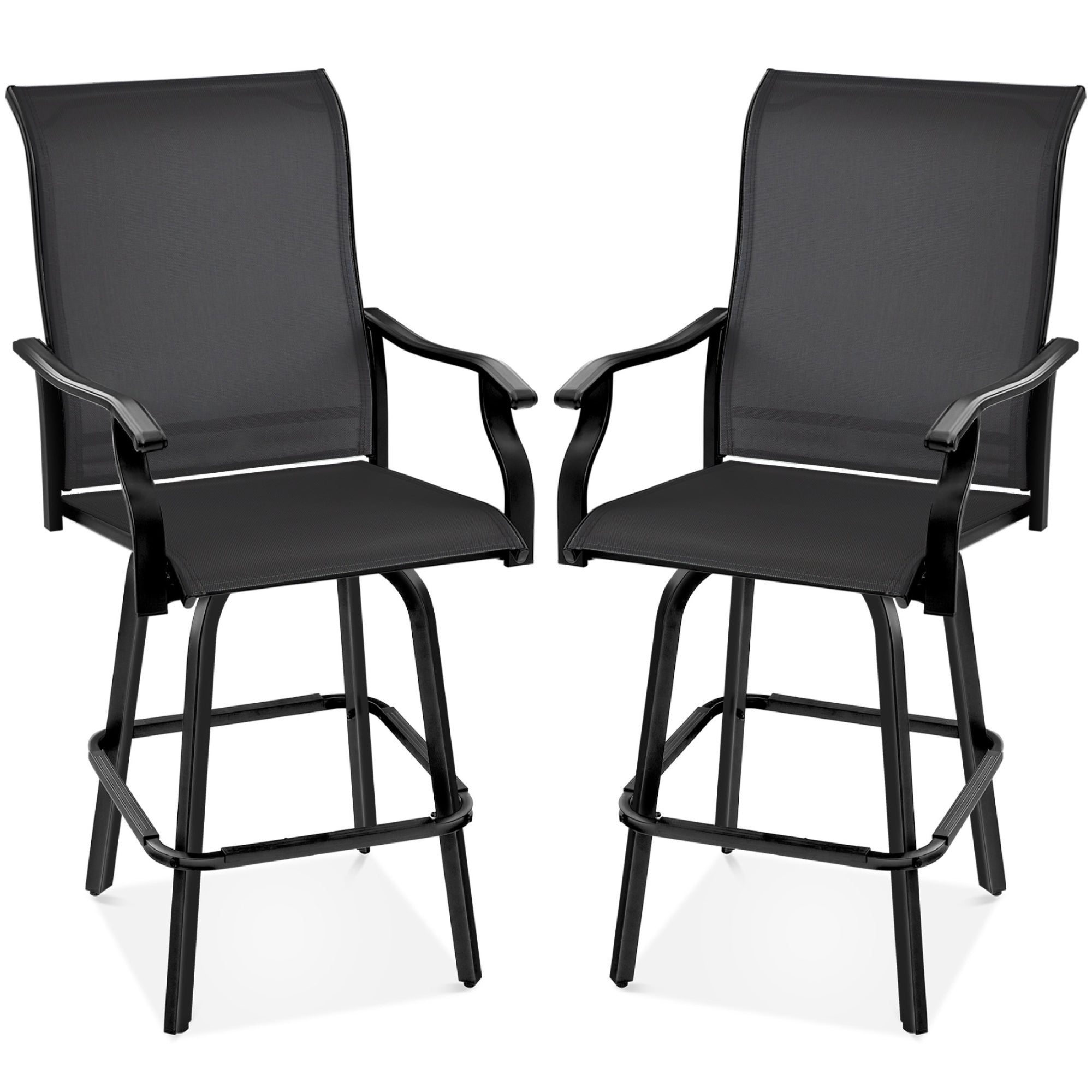 Set of 2 Swivel Barstools w/ 360 Rotation All-Weather Mesh