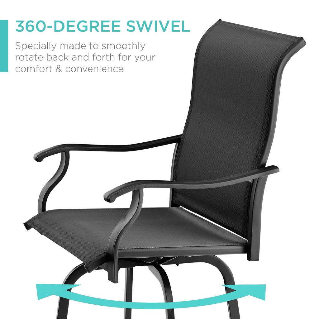 Set of 2 Swivel Barstools w/ 360 Rotation All-Weather Mesh