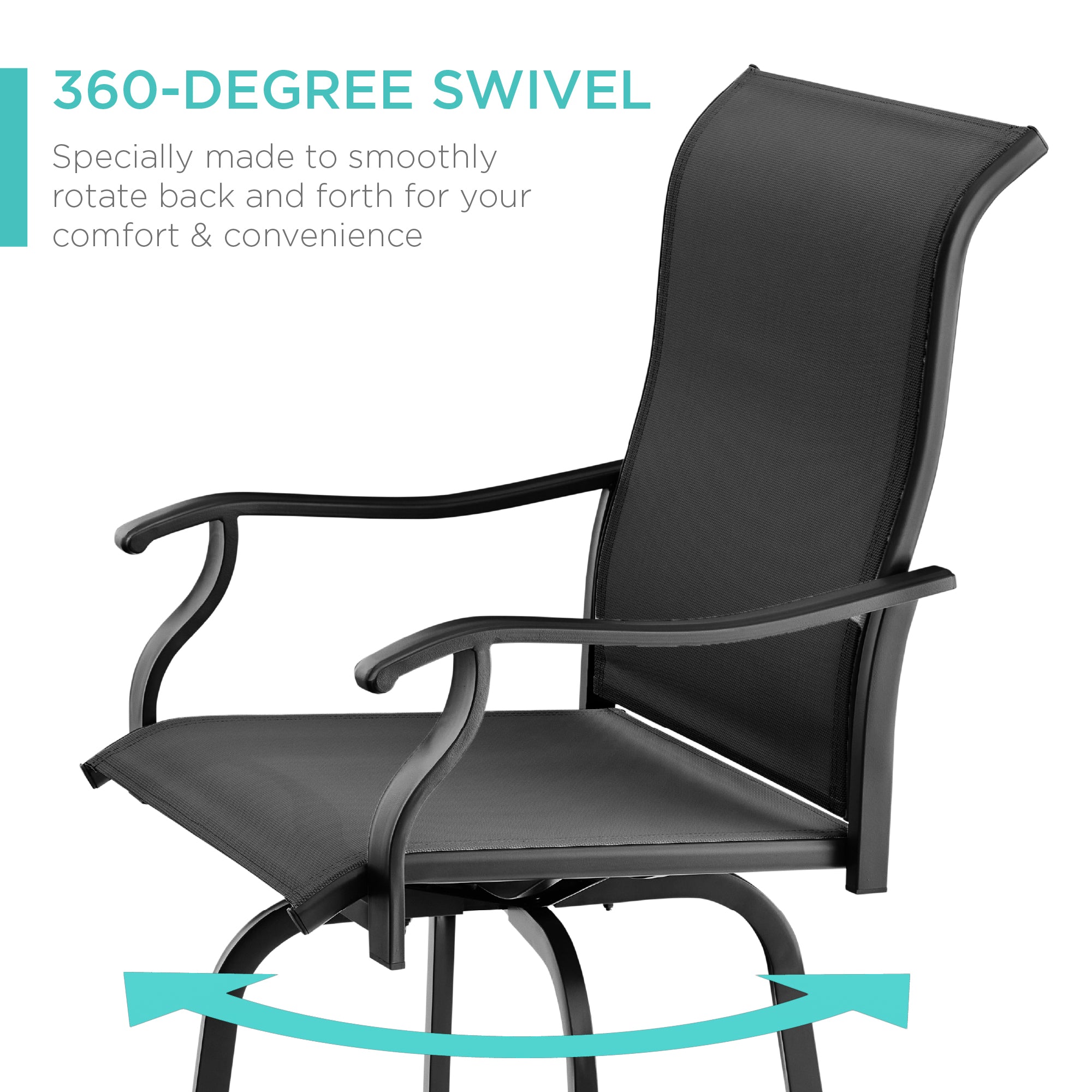 Set of 2 Swivel Barstools w/ 360 Rotation All-Weather Mesh