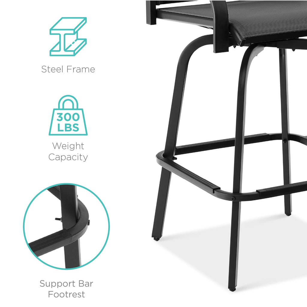 Set of 2 Swivel Barstools w/ 360 Rotation All-Weather Mesh