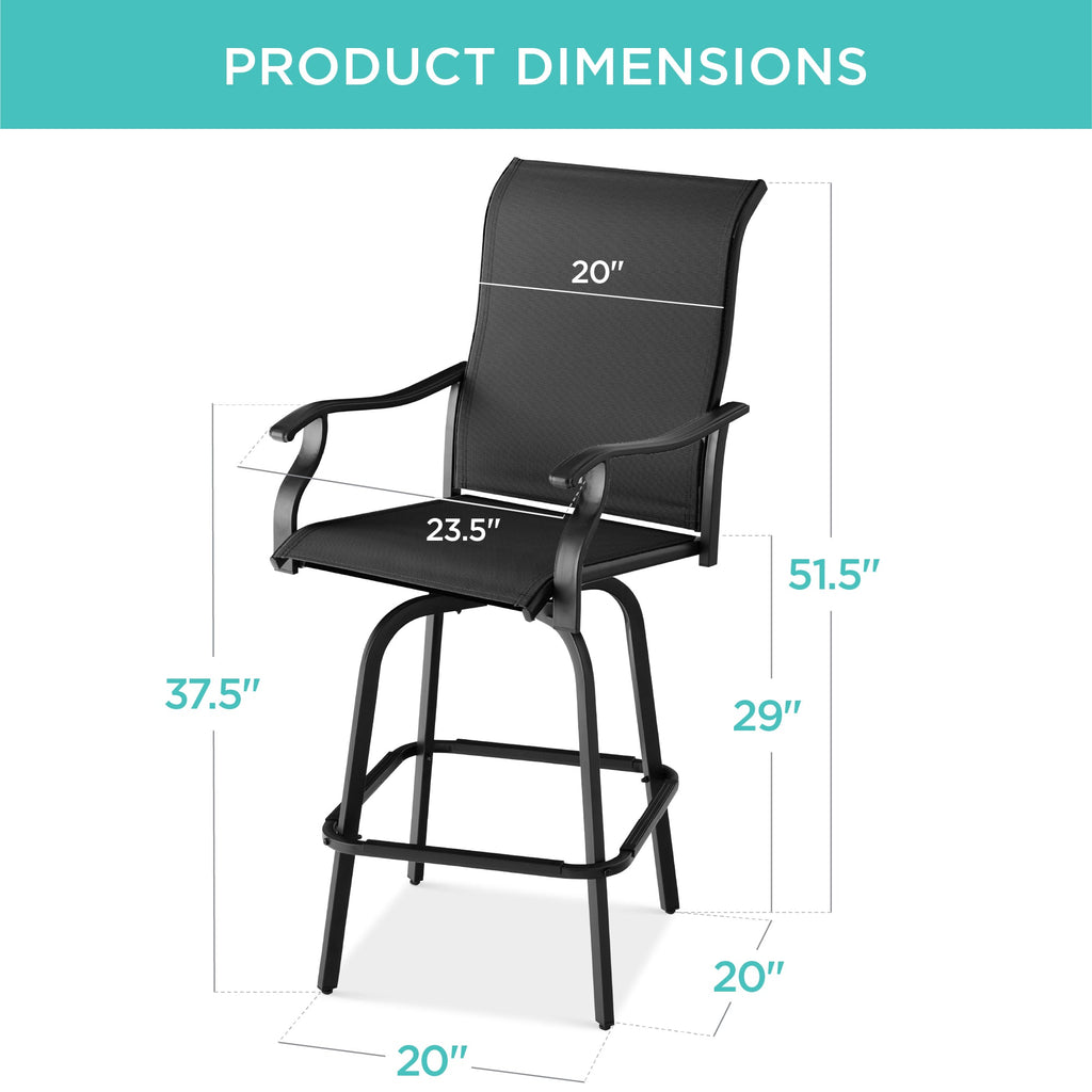 Set of 2 Swivel Barstools w/ 360 Rotation All-Weather Mesh