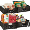 Set of 4 Water Hyacinth Pantry Baskets w/ Chalkboard Marker - 13in