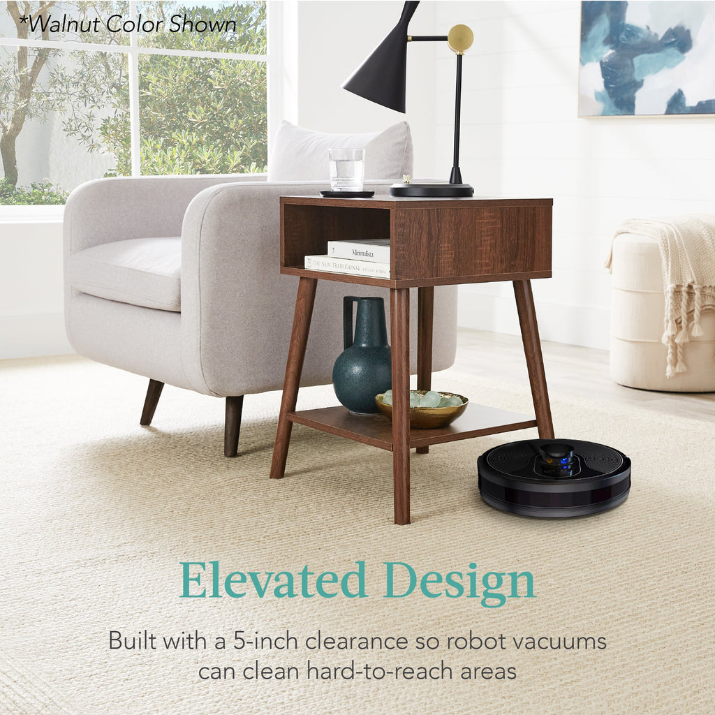 Set of 2 Mid-Century Modern End Tables w/ Cubby Shelf