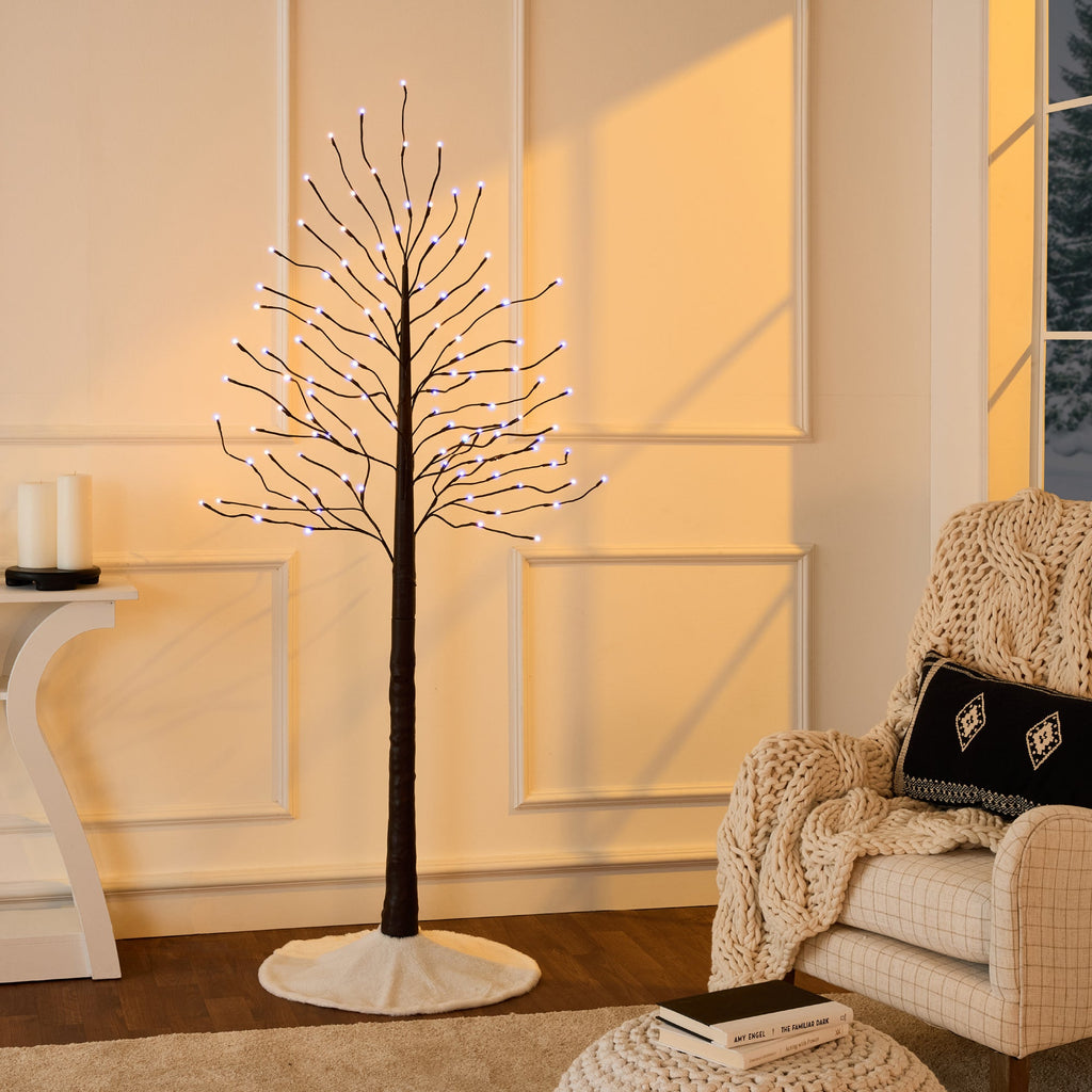 Set of 3 Lighted Twig Birch Trees 4ft 6ft 8ft w/ 300 2-in-1 LEDs
