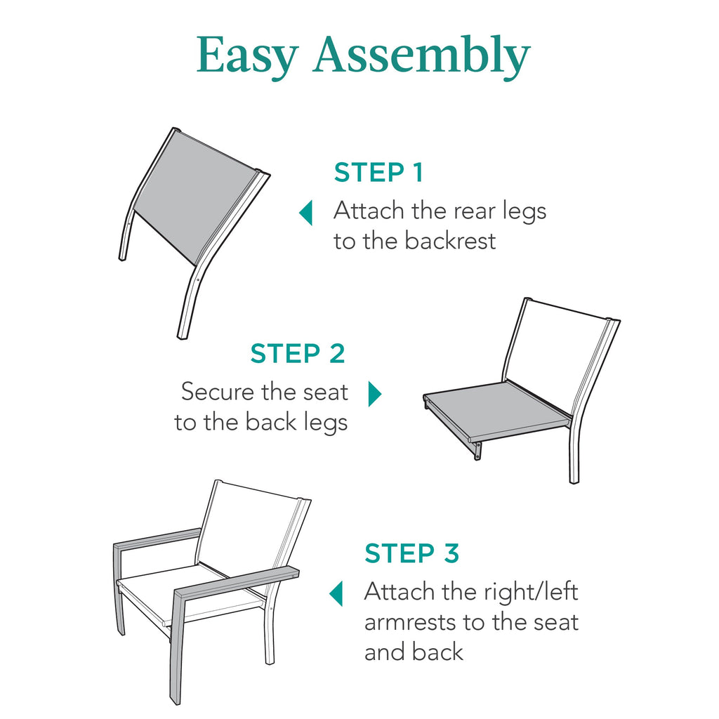 Set of 2 Stackable Textilene Chairs w/ Armrests Dining Accent Furniture