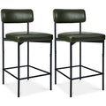 Set of 2 Armless Counter Height Bar Stools Modern PU Faux Leather Stools