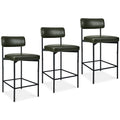Set of 3 Armless Counter Height Bar Stools Modern PU Faux Leather Stools