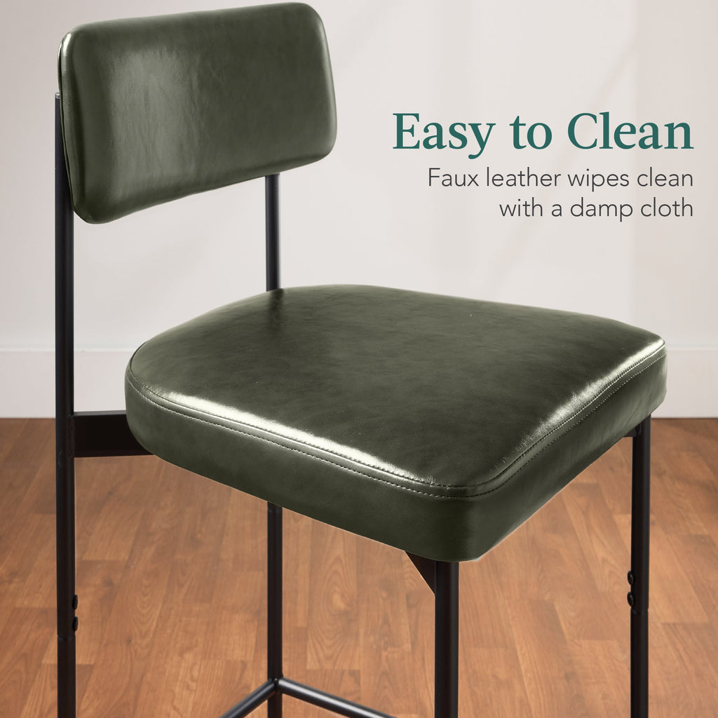 Set of 3 Armless Counter Height Bar Stools Modern PU Faux Leather Stools