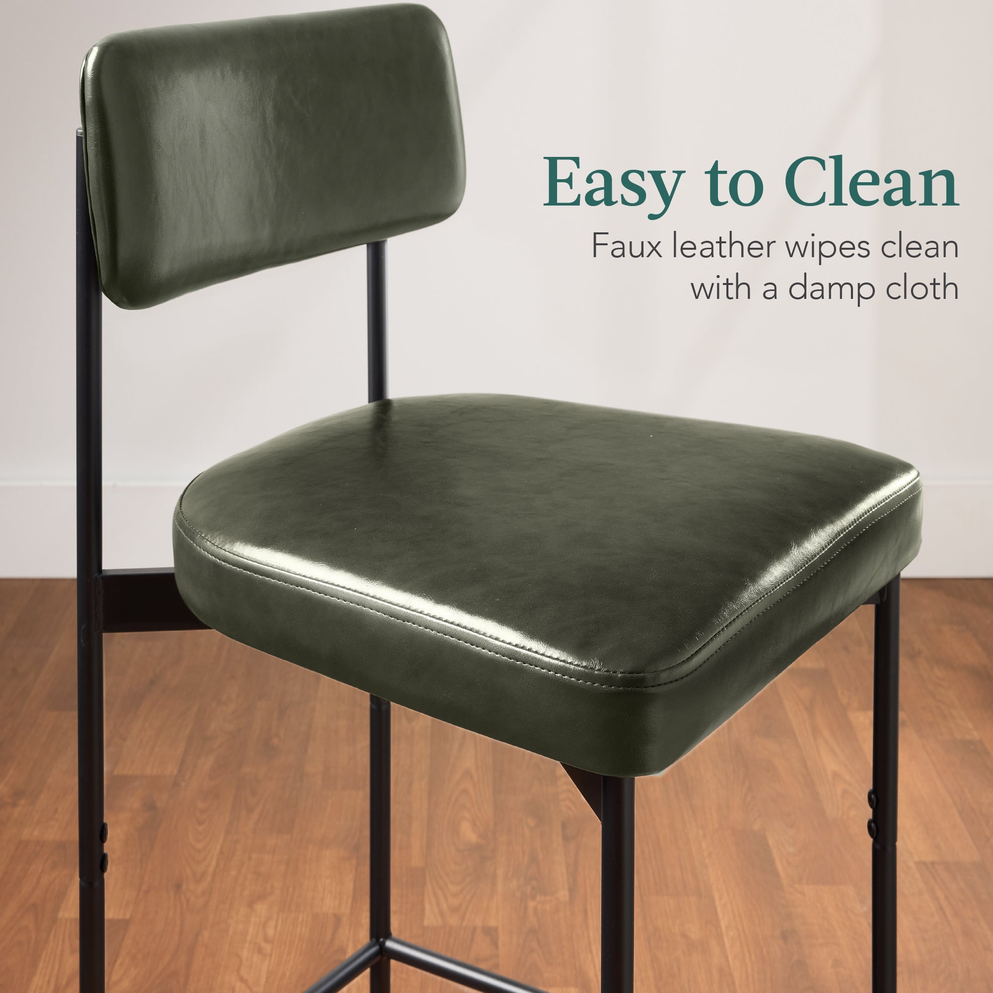 Set of 3 Armless Counter Height Bar Stools Modern PU Faux Leather Stools