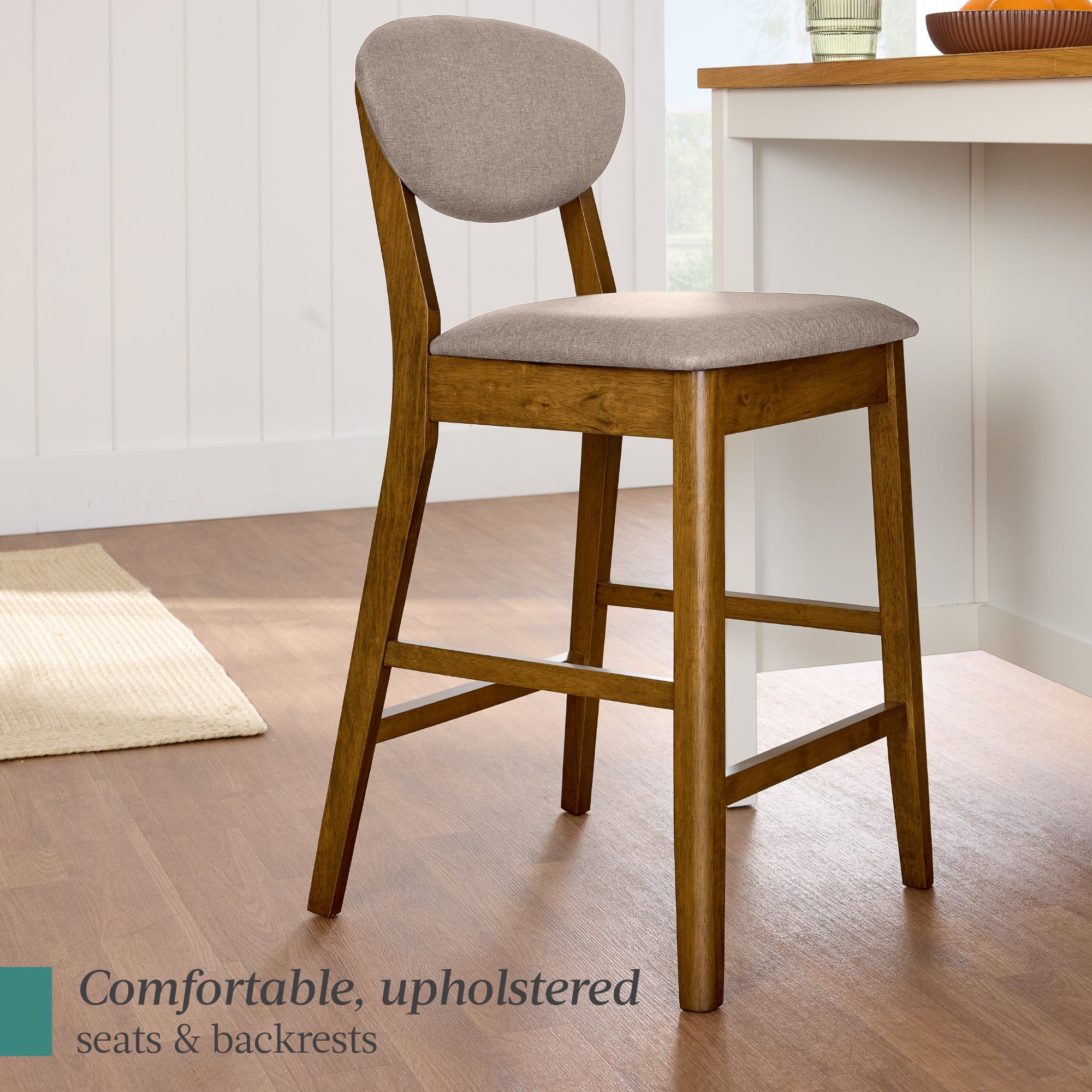 Set of 2 Modern Counter-Height Bar Stool Set W/ Upholstered Seat Cushion