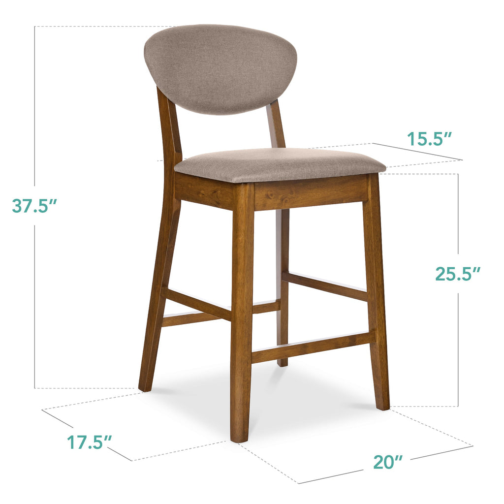 Set of 2 Modern Counter-Height Bar Stool Set W/ Upholstered Seat Cushion
