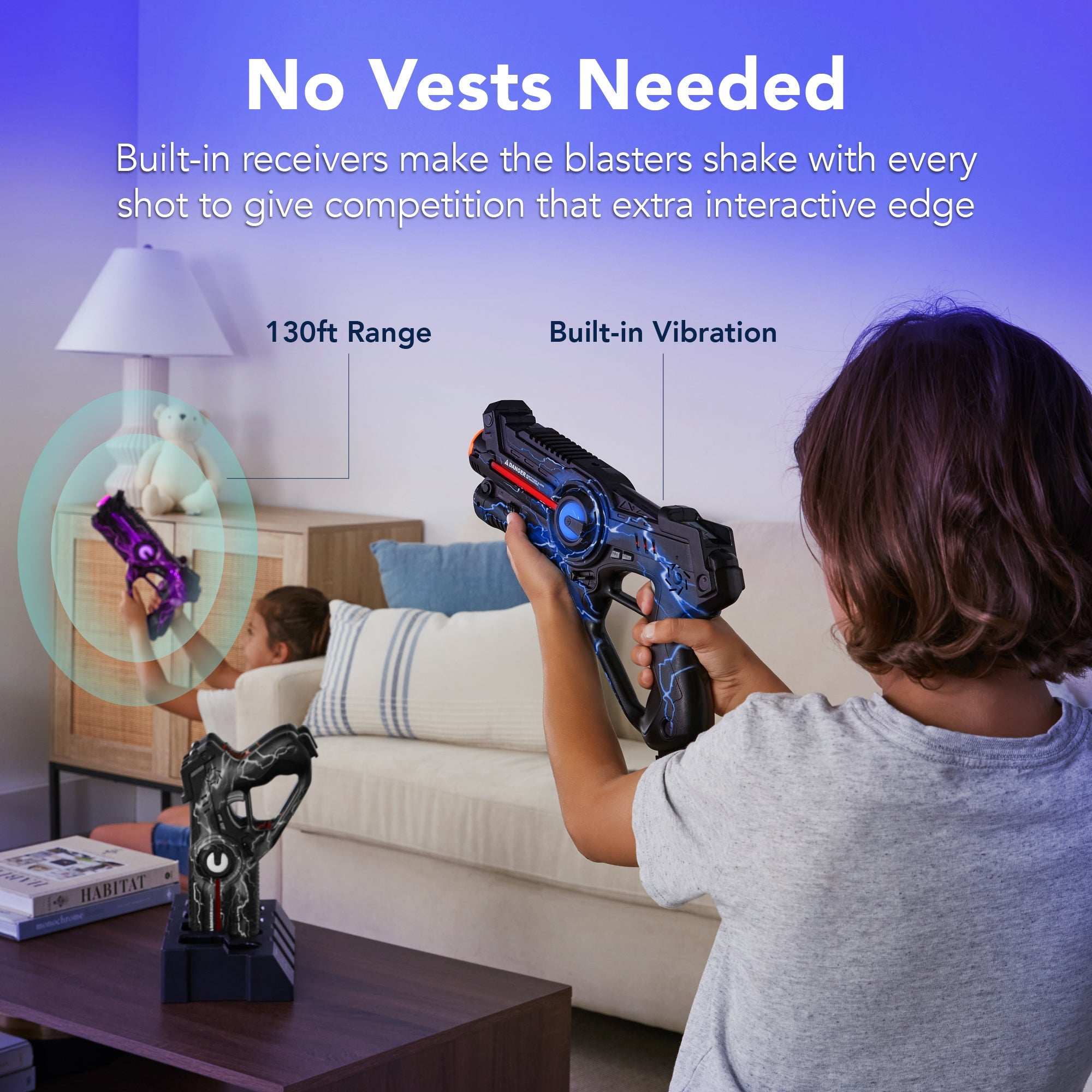 Set of 4 Rechargeable Laser Tag Blasters w/ Docking Station No Vests Needed